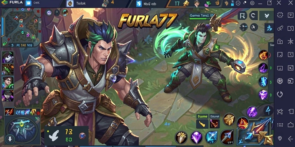 Tampilan gameplay seru di FURLA77 yang menampilkan pertarungan antar karakter.