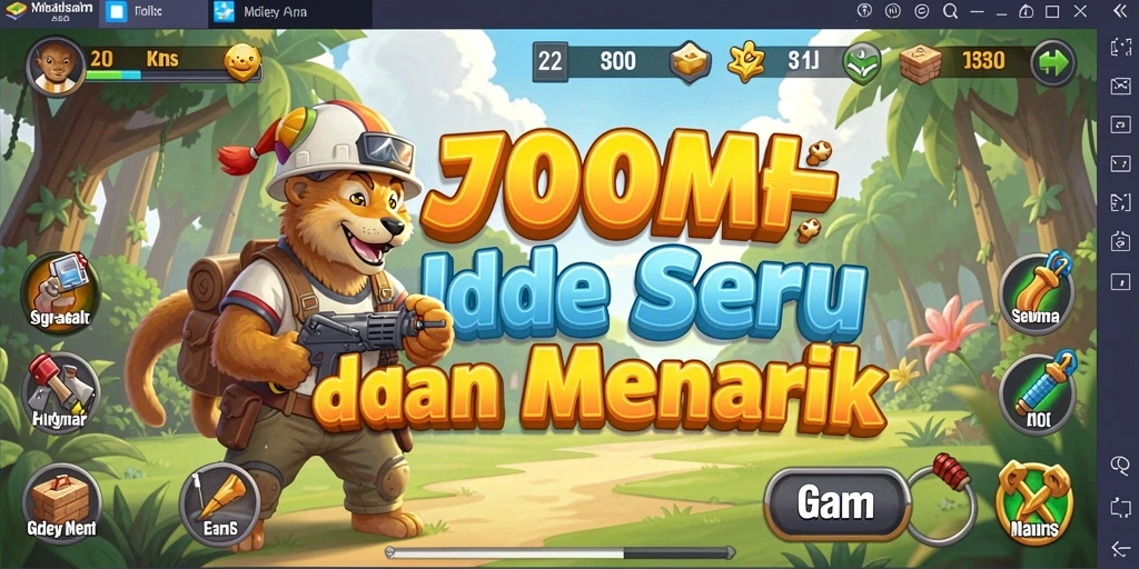 Screenshot utama J200M menampilkan karakter menarik dalam gameplay Idle.
