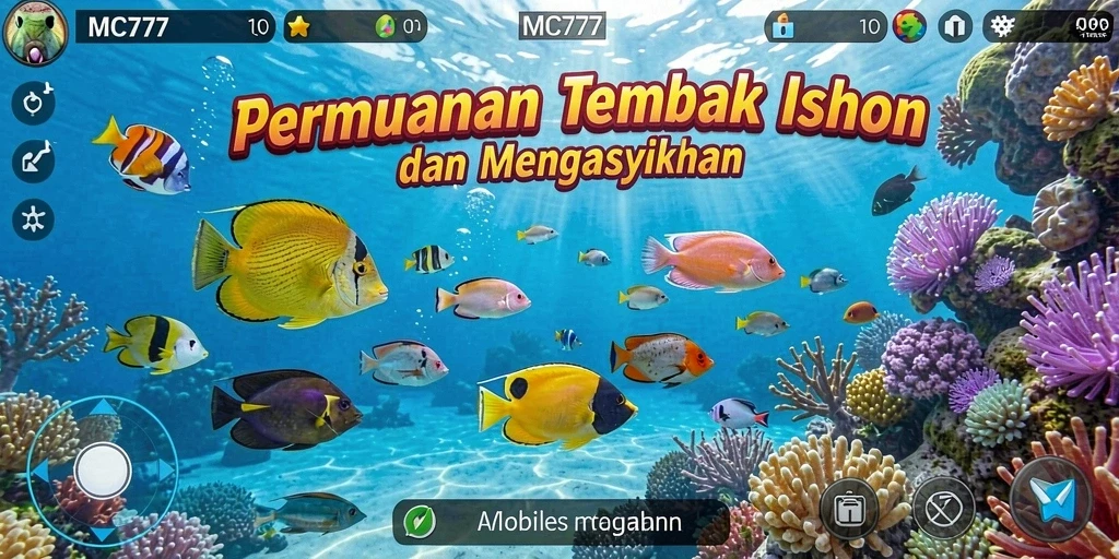 Tampilan screenshot MC777 menampilkan aksi tembak ikan yang seru.