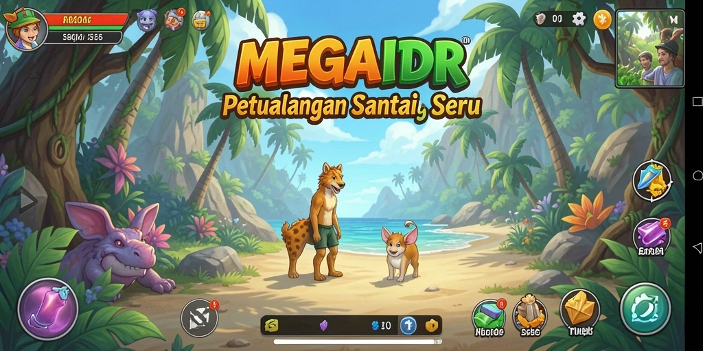 Tampilan gameplay seru dalam MEGAIDR dengan karakter lucu.