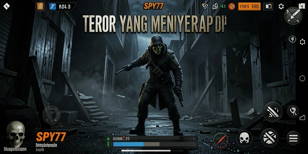 Screenshot SPY77 menampilkan suasana mencekam di kegelapan.