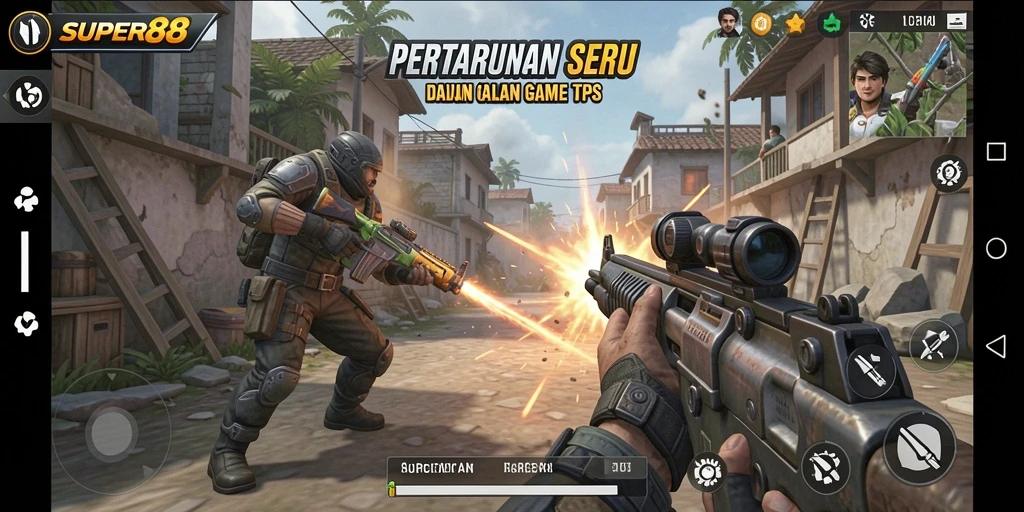 Gameplay SUPER88 yang mendebarkan dengan pertempuran taktis.