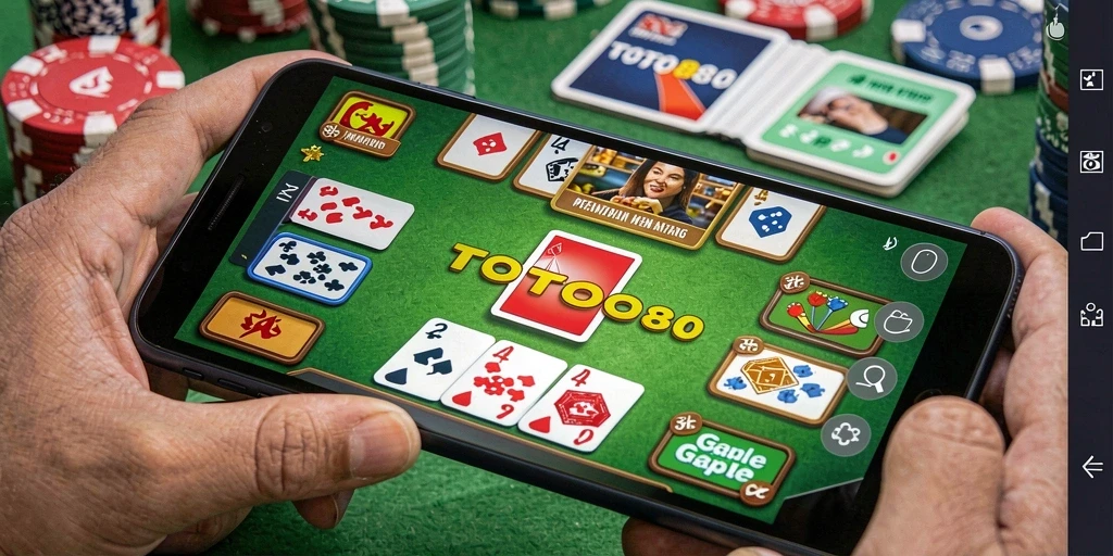 Tampilan screenshot utama TOTO80 menampilkan gameplay Gaple yang menarik.