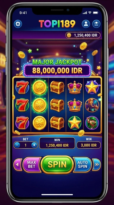 Screenshot aplikasi topi189 dengan antarmuka pengguna yang menarik.